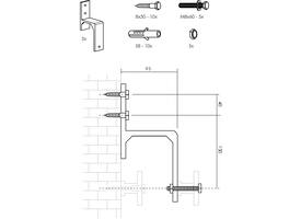 Set van 5 wandsteunen tbv parallel geplaatste schuifdeuren zwart