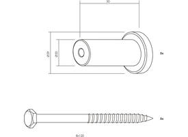 Set van 5 verlengde ronde steunen 50mm tbv schuifdeurrail zwart