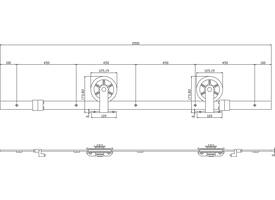 Schuifdeursysteem 2x1 meter met hangrollen spaakwiel top 170mm zwart