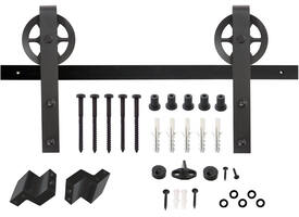 Schuifdeursysteem 2x1 meter met hangrollen spaakwiel 340mm zwart