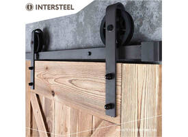 Schuifdeursysteem 2x1 meter met hangrollen spaakwiel 340mm zwart