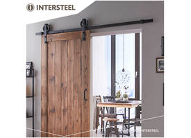 Schuifdeursysteem 2x1 meter met hangrollen spaakwiel 340mm zwart