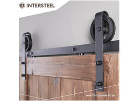 Schuifdeursysteem 2x1 meter met hangrollen spaakwiel 340mm zwart