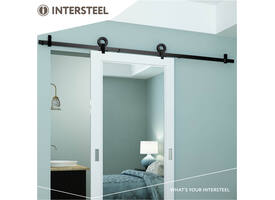 Schuifdeursysteem 2x1 meter met hangrollen open wiel top 155mm zwart