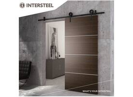 Schuifdeursysteem 2x1 meter met hangrollen open wiel 255mm zwart