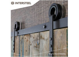Schuifdeursysteem 2x1 meter met hangrollen open wiel 255mm zwart