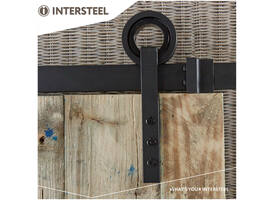 Schuifdeursysteem 2x1 meter met hangrollen open wiel 255mm zwart