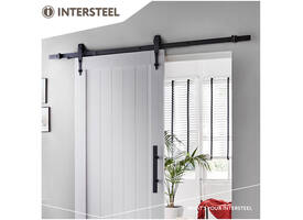 Schuifdeursysteem 2x1 meter met hangrollen pijlvorm 290mm zwart