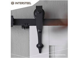 Schuifdeursysteem 2x1 meter met hangrollen pijlvorm 290mm zwart