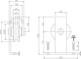 Set van 2 rollers recht top 130mm tbv schuifdeursysteem 450100 inclusief bevestiging zwart