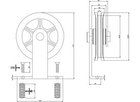 Set van 2 rollers spaakwiel top 170mm tbv schuifdeursysteem 450120 inclusief bevestiging zwart