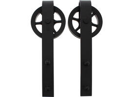Set van 2 rollers spaakwiel 340mm tbv schuifdeursysteem 450121 inclusief bevestiging zwart