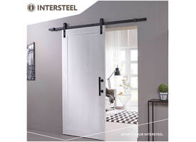Deurgreep T-vorm ø25x305mm met schuifdeurkom 220x60mm zwart