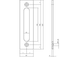 Schuifdeurkom rechthoekig opschroevend 220x60x6mm zwart