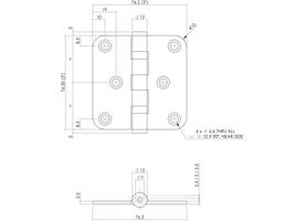 Kogellagerscharnier afgerond 3" (76x76x2,5mm) rvs zwart