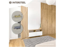 Taatsscharnier 158x47x33mm tbv houten deuren, afdekkappen zwart
