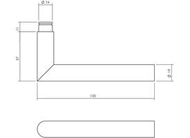 Set kruk-espagnolet rechts Hoek 90° ø19mm incl stangenset 2x 1245mm rvs zwart