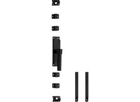 Set kruk-espagnolet rechts L-recht incl stangenset 2x 1245mm rvs zwart