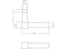 Set kruk-espagnolet rechts L-recht incl stangenset 2x 1245mm rvs zwart