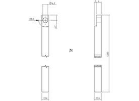 Set kruk-espagnolet links L-recht incl stangenset 2x 1245mm rvs zwart