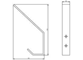 Kapstokhaak gebogen 140x80mm zwart