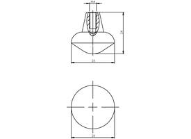 Meubelknop punt rond ø25mm zwart