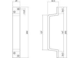 Handgreep profiel 200 x 29mm aluminium zwart