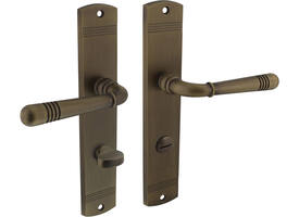 Deurkruk Helena op schild afgerond 235x45mm wc 78/8mm gebruineerd