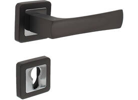 Deurkruk Candy op rozet verdekt 52x52x10mm met nokken en cilinderrozetten chroom/antraciet