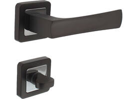 Deurkruk Candy op rozet verdekt 52x52x10mm met nokken en WC-sluiting met stift 8x8mm chroom/antraciet