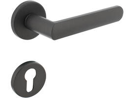 Deurkruk Sora met rozet verdekt ø51x5mm met nokken en cilinderrozetten grijs
