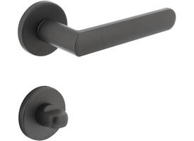 Deurkruk Sora met rozet verdekt ø51x5mm met nokken en WC-sluiting met stift 8x8mm grijs