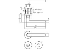 Deurkruk Sora met rozet verdekt ø51x5mm met nokken en WC-sluiting met stift 8x8mm grijs