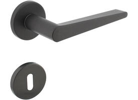 Deurkruk Tiga met rozet verdekt ø51x5mm met nokken en sleutelrozetten grijs