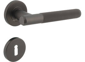 Deurkruk Rombo op rozet verdekt ø53x8mm met nokken en sleutelrozetten antraciet grijs