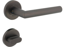 Deurkruk Jura op rozet verdekt ø53x8mm met nokken en WC-sluiting met stift 8x8mm antraciet grijs