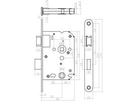 Set toiletslot 63/8 zwart met deurkruk Bastian op rozet ø52x10mm en WC-sluiting antraciet grijs
