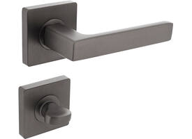 Deurkruk Hera op rozet verdekt 55x55x10mm met nokken en WC-sluiting met stift 8x8mm antraciet grijs
