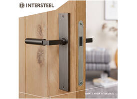 Deurkruk Baustil op schild rechthoekig 245x45mm blind antraciet grijs