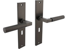 Deurkruk Baustil op schild rechthoekig 245x45mm sleutelgat 56mm antraciet grijs
