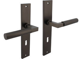 Deurkruk Baustil op schild rechthoekig 245x45mm sleutelgat 72mm antraciet grijs