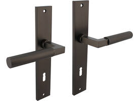 Deurkruk Baustil op schild rechthoekig 245x45mm sleutelgat 78mm antraciet grijs