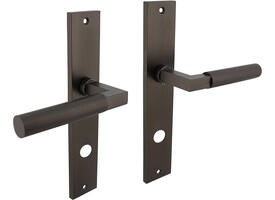 Deurkruk Baustil op schild rechthoekig 245x45mm rondcilindergat 78mm antraciet grijs
