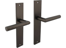 Deurkruk Bastian op schild rechthoekig 245x45mm blind antraciet grijs