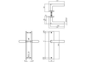 Deurkruk Bastian op schild rechthoekig 245x45mm blind antraciet grijs