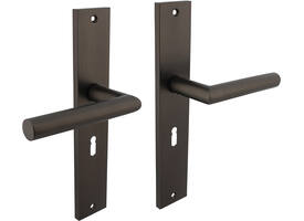 Deurkruk Bastian op schild rechthoekig 245x45mm sleutelgat 56mm antraciet grijs