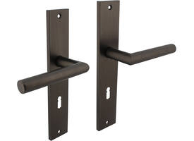 Deurkruk Bastian op schild rechthoekig 245x45mm sleutelgat 72mm antraciet grijs