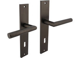 Deurkruk Bastian op schild rechthoekig 245x45mm sleutelgat 78mm antraciet grijs