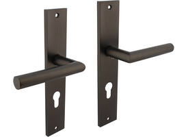 Deurkruk Bastian op schild rechthoekig 245x45mm profielcilindergat 72mm antraciet grijs
