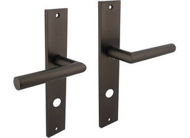 Deurkruk Bastian op schild rechthoekig 245x45mm rondcilindergat 78mm antraciet grijs